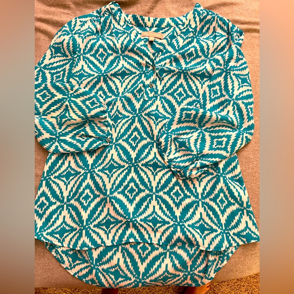 Banana Republic teal and white shirt